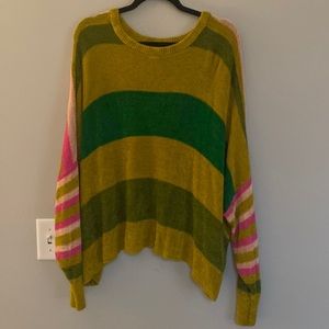 FREE PEOPLE STRIPED CHENILLE SWEATER M